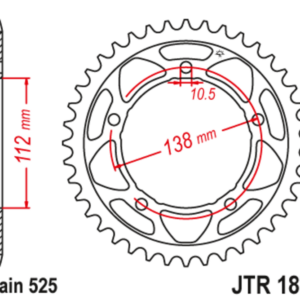 Corona JT SPROCKETS acero estándar 1877 - Paso 525