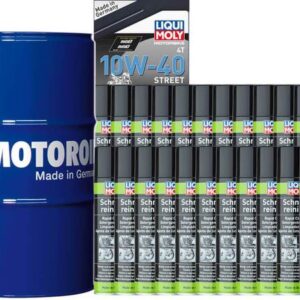 Pack LIQUI MOLY - Aceite de motor HC Sintético 10W-40 (1x Bidón 205L) + Limpia frenos (24x Spray 500ml)