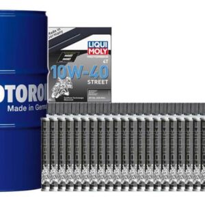 Pack LIQUI MOLY - Aceite de motor HC Sintético 10W-40 (1x Bidón 205L) + Aditivo antifricciones MoS2 (24x Bote 125ml)