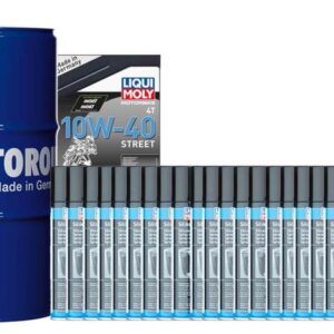Pack LIQUI MOLY - Aceite de motor HC Sintético 10W-40 (1x Bidón 205L) + Lubricante de silicona (24x Spray 300ml)