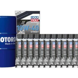 Pack LIQUI MOLY - Aceite de motor HC Sintético 10W-40 (1x Bidón 60L) + Aditivo antifricciones MoS2 (12x Bote 125ml)