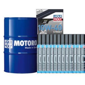 Pack LIQUI MOLY - Aceite de motor HC Sintético 10W-40 (1x Bidón 60L) + Lubricante de silicona (12x Spray 300ml)