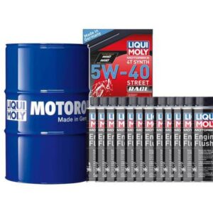 Pack LIQUI MOLY - Aceite de motor Sintético 5W-40 (1x Bidón 60L) + Limpia motores Engine Flush (12x Bote 250ml)