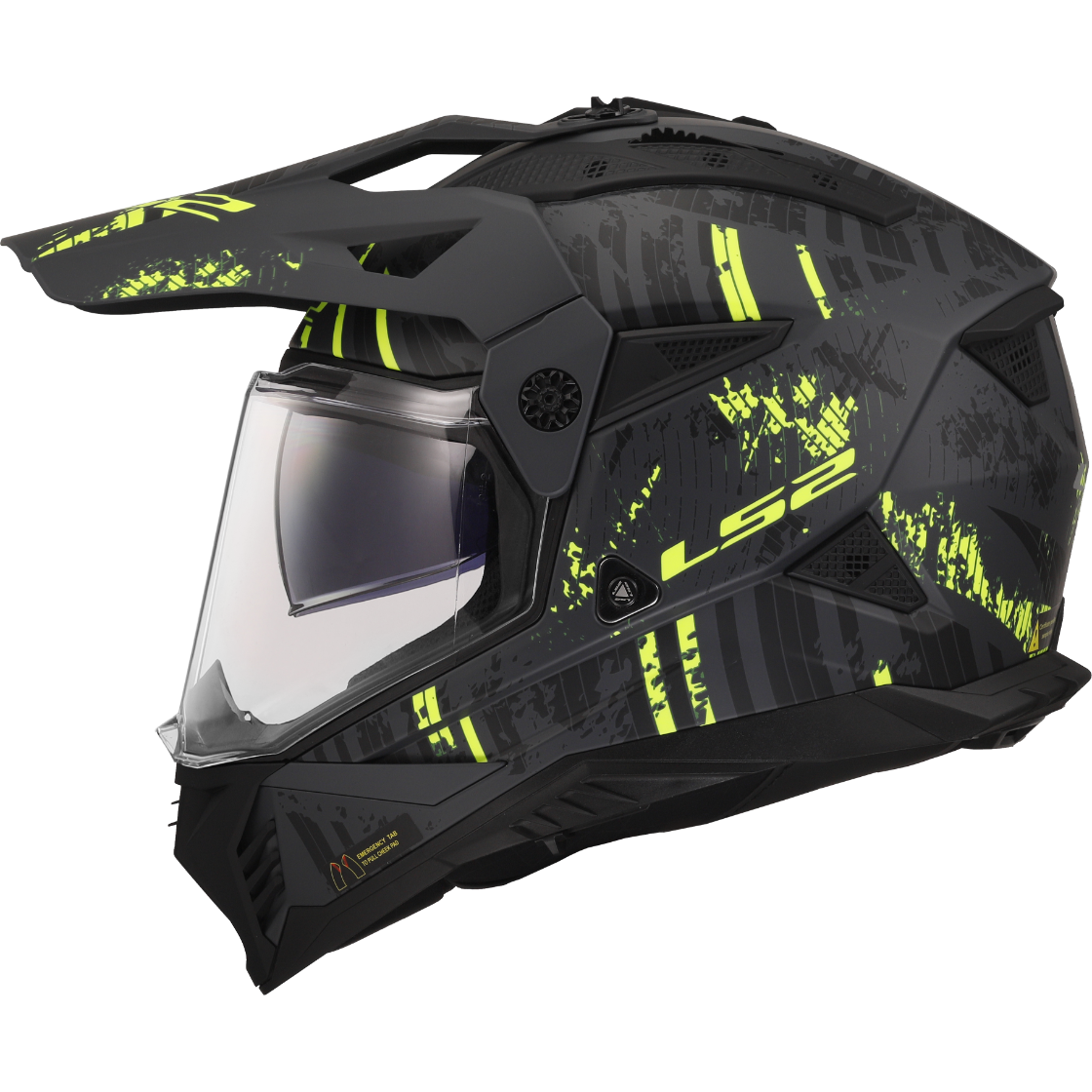 CASCO LS2 MX702 PIONEER II CRAZY M.BLACK H-V YELL.-06