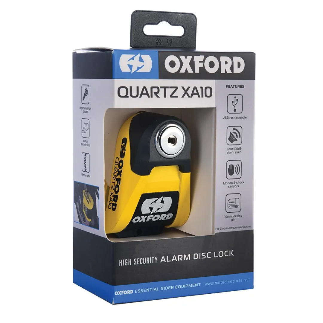 CANDADO DISCO OXFORD C/ALARMA QUARTZ XA10 10MM AMARILLO/NEGRO