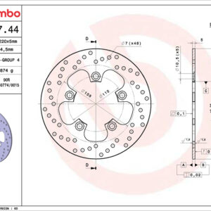 Disco de freno BREMBO Serie Oro redondo fijo