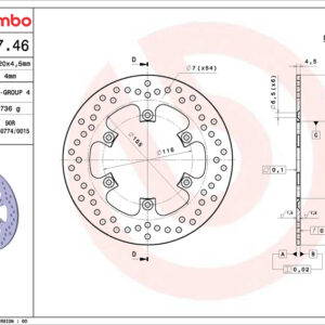 Disco de freno BREMBO Serie Oro redondo fijo