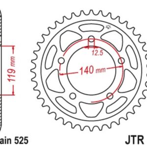 Corona JT 10 de acero con 45 dientes