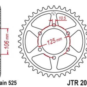 Corona JT SPROCKETS acero estándar 2014 - Paso 525