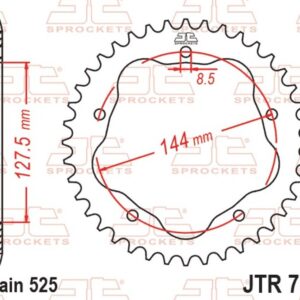Corona JT SPROCKETS acero estándar 752 - Paso 525 - Requiere portacoronas JT SPROCKETS