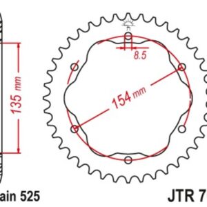 Corona JT SPROCKETS acero estándar 761 - Paso 525 - Requiere portacoronas JT SPROCKETS