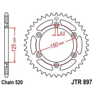 Corona JT 897 de zinc negro con 45 dientes