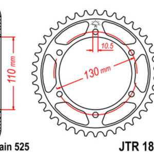 Corona JT SPROCKETS acero estándar 1876 - Paso 525