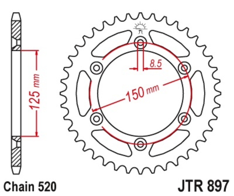 Corona JT 897 de acero con 50 dientes