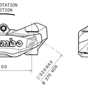 Pinza de freno BREMBO M4 delantero derecho negro Ø32mm