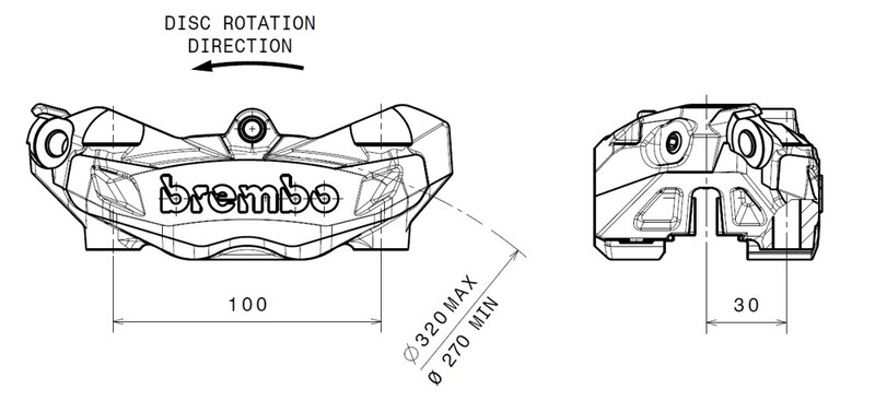 Pinza de freno BREMBO M4 delantero derecho negro Ø32mm