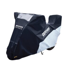 Funda de moto para exterior OXFORD Rainex - Moto / Scooter con baúl - Negro / Plata - XL
