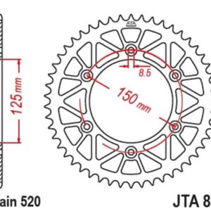 Corona JT SPROCKETS Racelite aluminio negro 897 - 520