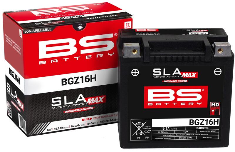 Batería BS BATTERY SLA Max sin mantenimiento activada en fábrica - BGZ16H