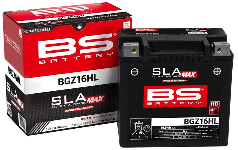 Batería BS BATTERY SLA Max sin mantenimiento activada en fábrica - BGZ16HL