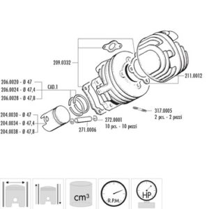 Kit de cilindro completo POLINI Racing hierro Ø47mm