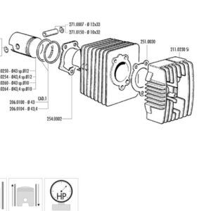 Kit de cilindro completo POLINI Racing hierro Ø43mm (bulón Ø10mm)
