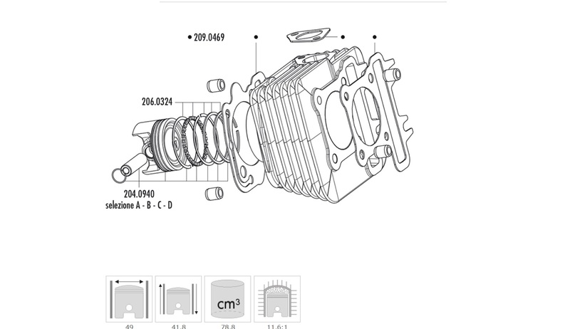 Kit de cilindro POLINI aluminio Ø49mm