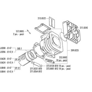 Kit de cilindro completo POLINI hierro Ø47mm (bulón Ø12mm) - Yamaha / Minarelli