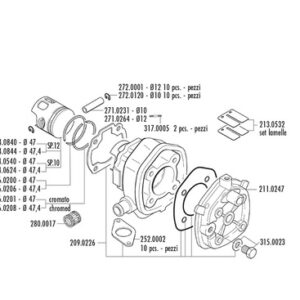Kit de cilindro completo POLINI Racing H2O Ø47mm (bulón Ø12mm) - Yamaha / Minarelli