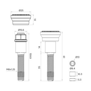 Perno único QUAD LOCK 360 Base - M8