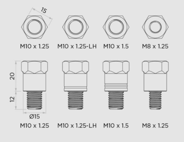 Kit adaptador de montaje de vástago de espejo QUAD LOCK M8/M10