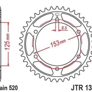 Corona JT SPROCKETS acero estándar 1301 - Paso 520