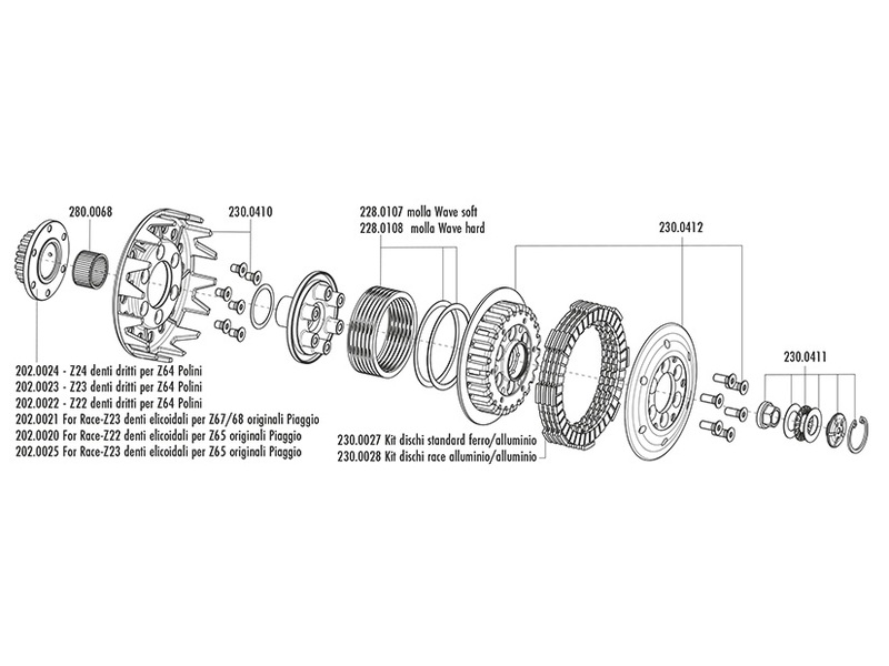 Embrague POLINI HT for Race - 22 dientes helicoidales
