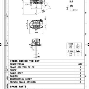 Pinza de freno trasera axial BREMBO UPGRADE Supersport 2 pistones Ø34 mm