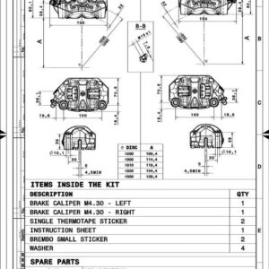 Pinza de freno delantero radial BREMBO UPGRADE M50 4 pistones Ø30 mm