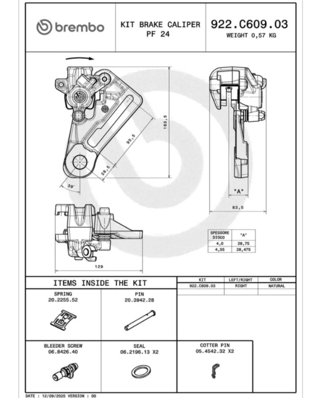 Pinza de freno trasera BREMBO Ø24mm PF24