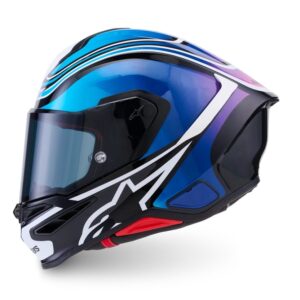CASCO ALPINESTARS SUPERTECH R7 ZEAL BLACK BLUE PINK FLUO WHITE GLOSSY