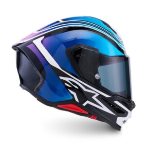 CASCO ALPINESTARS SUPERTECH R7 ZEAL BLACK BLUE PINK FLUO WHITE GLOSSY