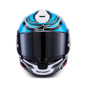 CASCO ALPINESTARS SUPERTECH R7 ZEAL BLACK BLUE PINK FLUO WHITE GLOSSY