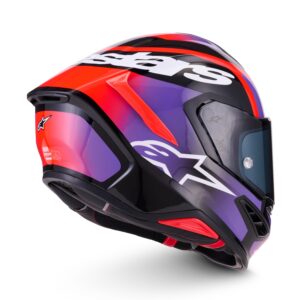 CASCO ALPINESTARS SUPERTECH R7 LUMEN BLACK PURPLE RED FLUO WHITE GLOSSY