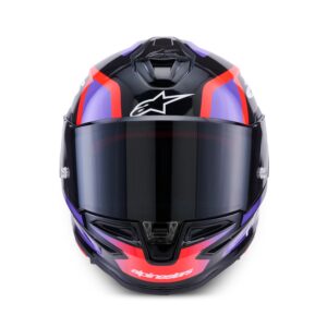 CASCO ALPINESTARS SUPERTECH R7 LUMEN BLACK PURPLE RED FLUO WHITE GLOSSY