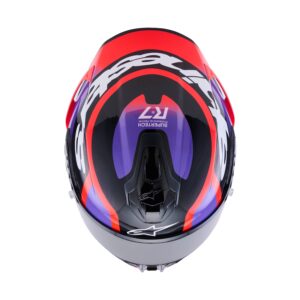 CASCO ALPINESTARS SUPERTECH R7 LUMEN BLACK PURPLE RED FLUO WHITE GLOSSY