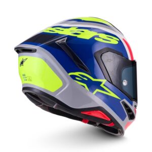 CASCO ALPINESTARS SUPERTECH R7 LUMEN SILVER BLACK PINK YELLOW FLUO GLOSSY