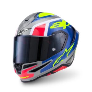 CASCO ALPINESTARS SUPERTECH R7 LUMEN SILVER BLACK PINK YELLOW FLUO GLOSSY