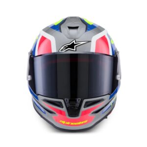 CASCO ALPINESTARS SUPERTECH R7 LUMEN SILVER BLACK PINK YELLOW FLUO GLOSSY