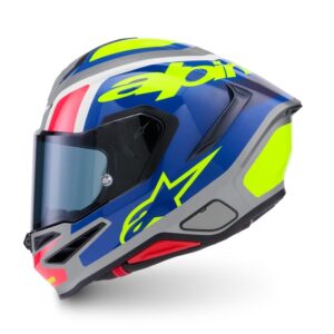 CASCO ALPINESTARS SUPERTECH R7 LUMEN SILVER BLACK PINK YELLOW FLUO GLOSSY