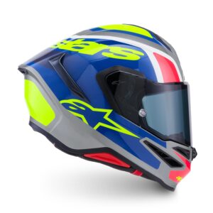 CASCO ALPINESTARS SUPERTECH R7 LUMEN SILVER BLACK PINK YELLOW FLUO GLOSSY
