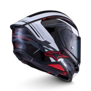 CASCO ALPINESTARS SUPERTECH R7 A-CORE BLACK WHITE RED GLOSSY