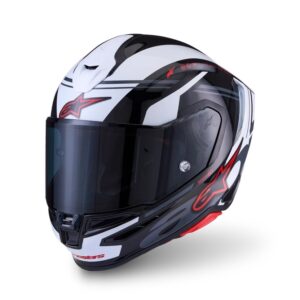 CASCO ALPINESTARS SUPERTECH R7 A-CORE BLACK WHITE RED GLOSSY