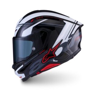 CASCO ALPINESTARS SUPERTECH R7 A-CORE BLACK WHITE RED GLOSSY